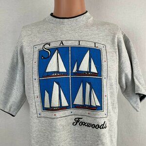 Foxwoods Casino Sail Tall Ships Single Stitch T Shirt Vintage 90s Belton USA L